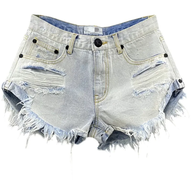 Shorts Denim Frayed - Yaz Seksi Şort Kadın Fermuarlı Yıpranmış