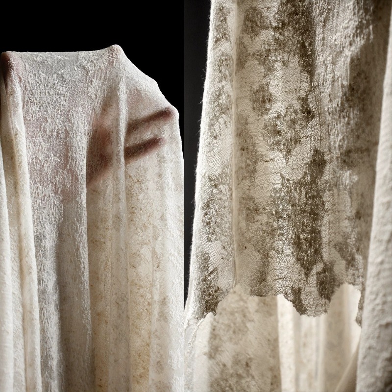 Linen Dress Wrap - Eskitilmiş Vintage Dokulu Pamuklu Keten Örgü