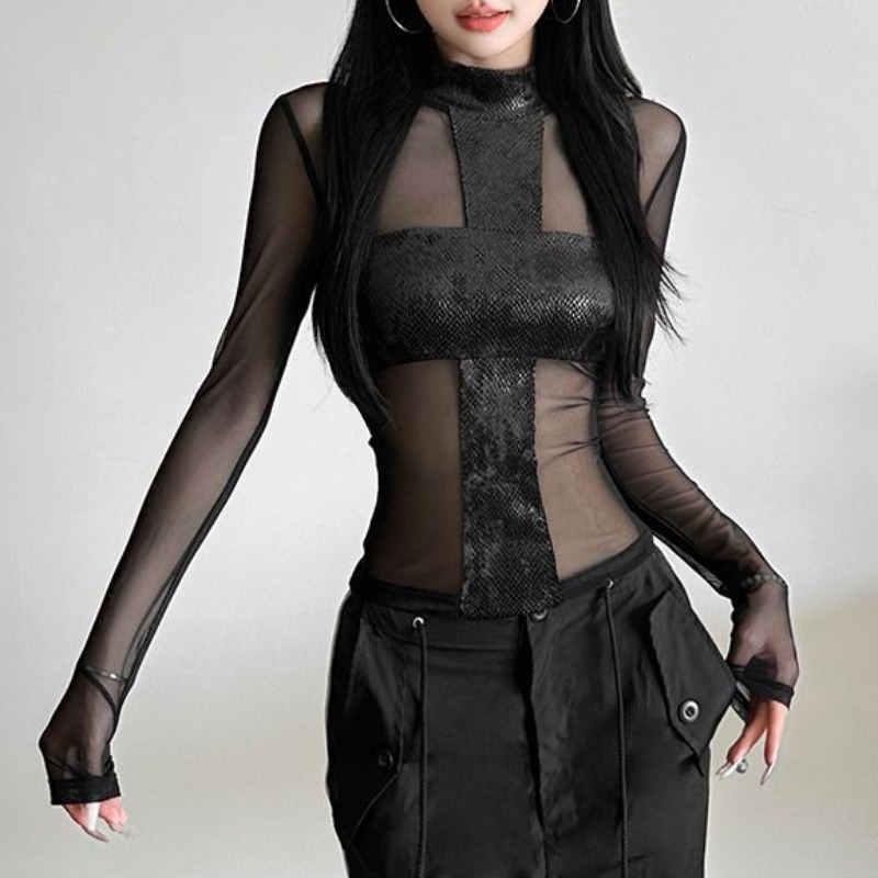 Blouse Off Shoulder - Amerikan Tarzı Örgü Uzun Kollu Bodysuit
