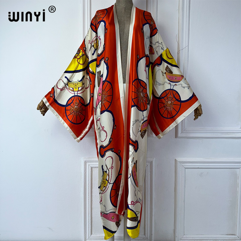 Cover Up Kaftan - WINYI boho baskı Kimono Yaz Hırka