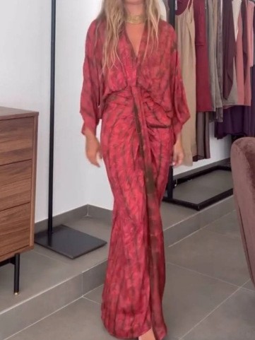 Linen Dress Wrap - Yazlık Elbise Kadın Keten V Yaka