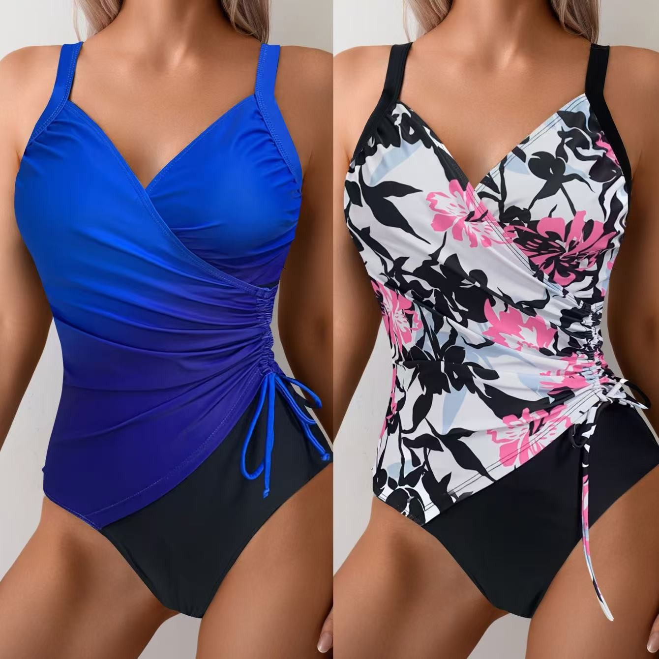 Swimsuit Bikini Ruched - Kadın Tankini Göbek Kontrolü Bikiniler Kolsuz
