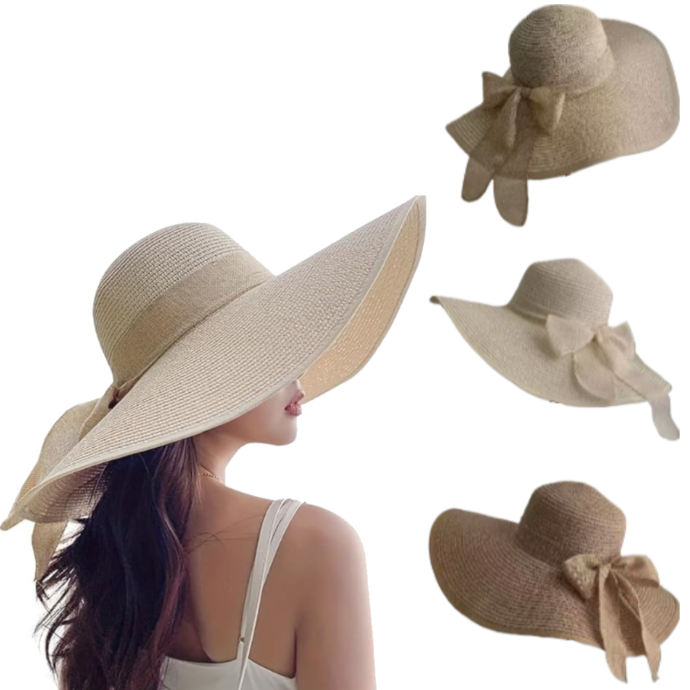 Hat Floppy Wide - Kadın yaz geniş kenarlı hasır şapka