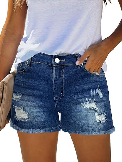 Shorts Denim Frayed - Günlük Vintage Kot Şort Yüksek Bel