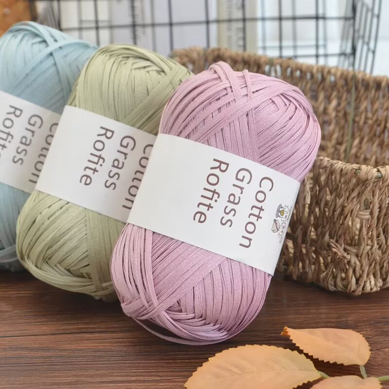 Crochet Bag Raffia - Yeni Çok Renkli Rafya Pamuk Çim