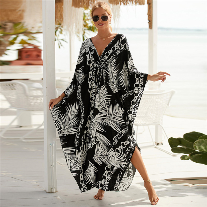 Cover Up Kaftan - Kadın Büyük Beden Hayvan Baskı V