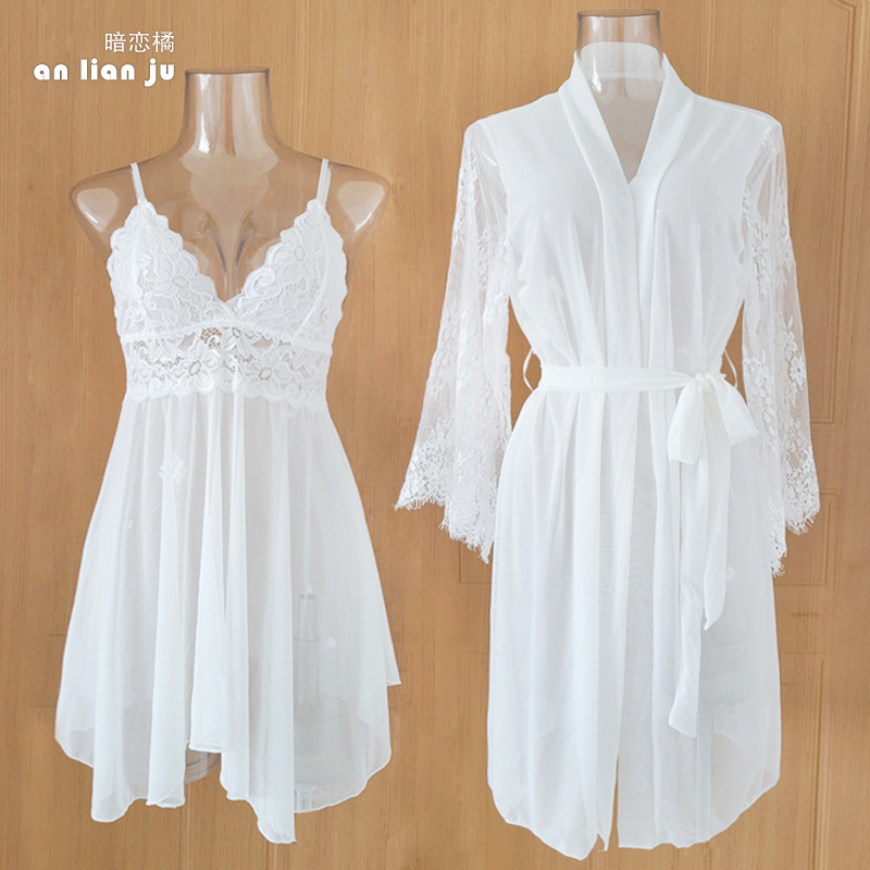 Kadın Beyaz Gecelik Seti Çiçek - Kimono Sheer Floral incelemesi ve fiyatı