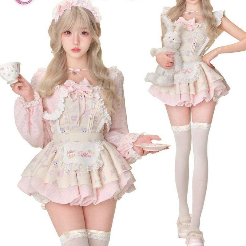 Japon Tatlı Lolita Tarzı 3 Par - Crop Top Crochet incelemesi ve fiyatı