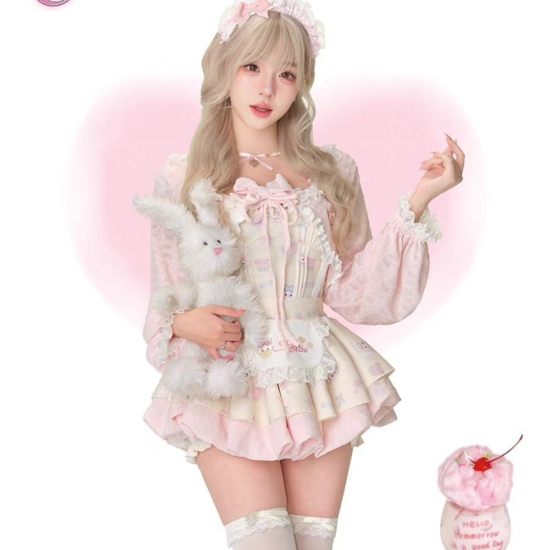 Japon Tatlı Lolita Tarzı 3 Par - Crop Top Crochet incelemesi ve fiyatı