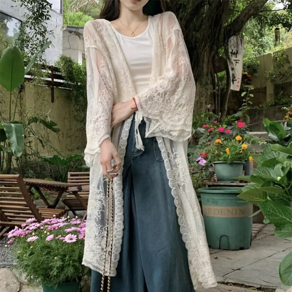 Hafif Bağcıklı Dantel Bluz Nak - Kimono Sheer Floral incelemesi ve fiyatı