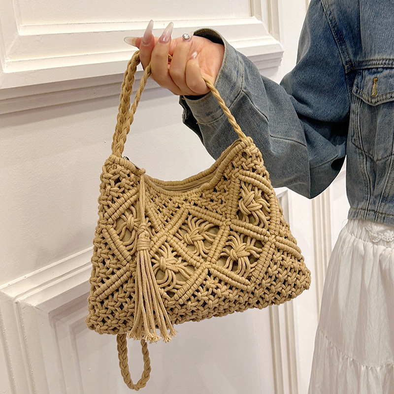 Moda dokuma Hollow Out omuz ça - Crochet Bag Raffia incelemesi ve fiyatı