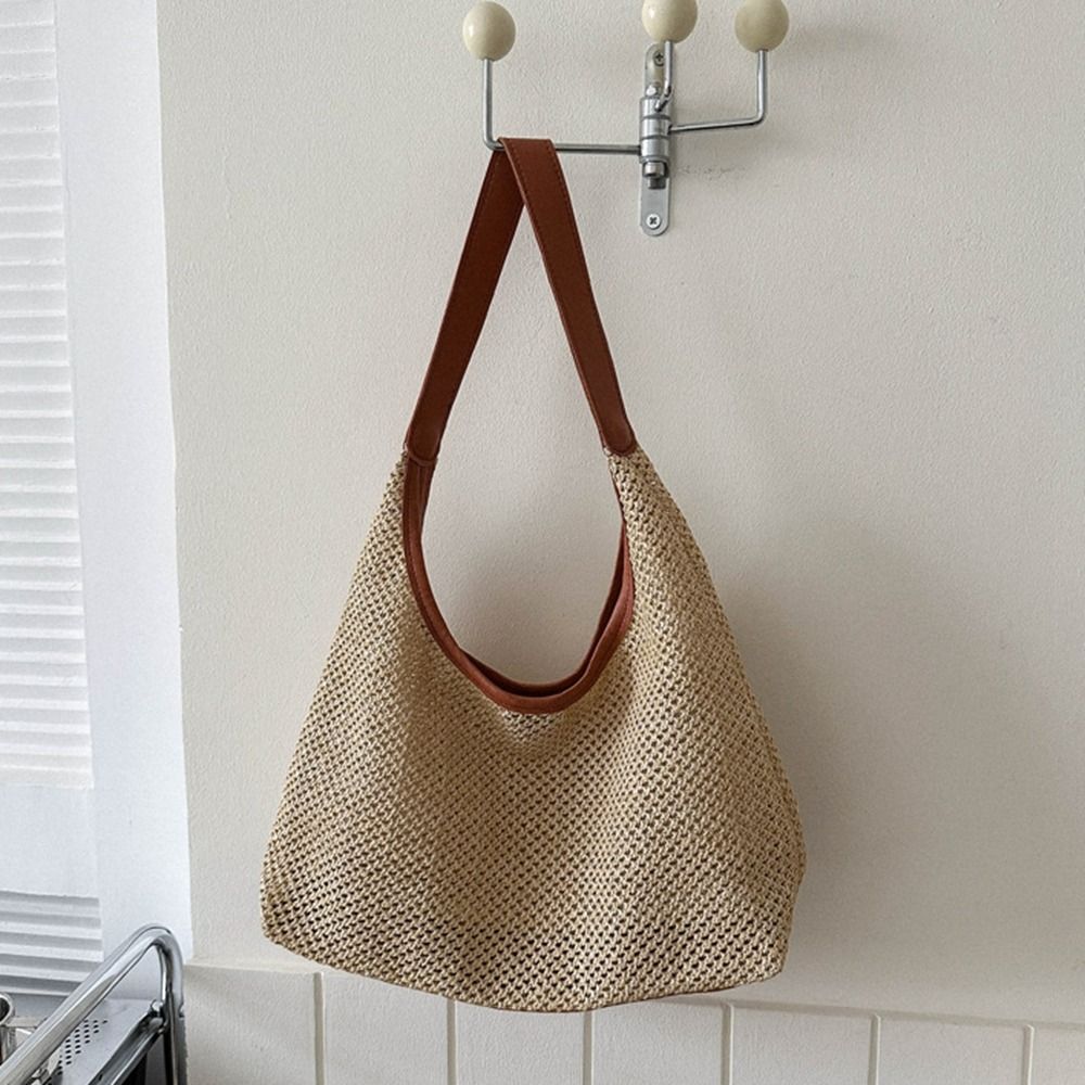 Sevimli Düz Renk Örgü Hasır Ça - Tote Bag Beach incelemesi ve fiyatı