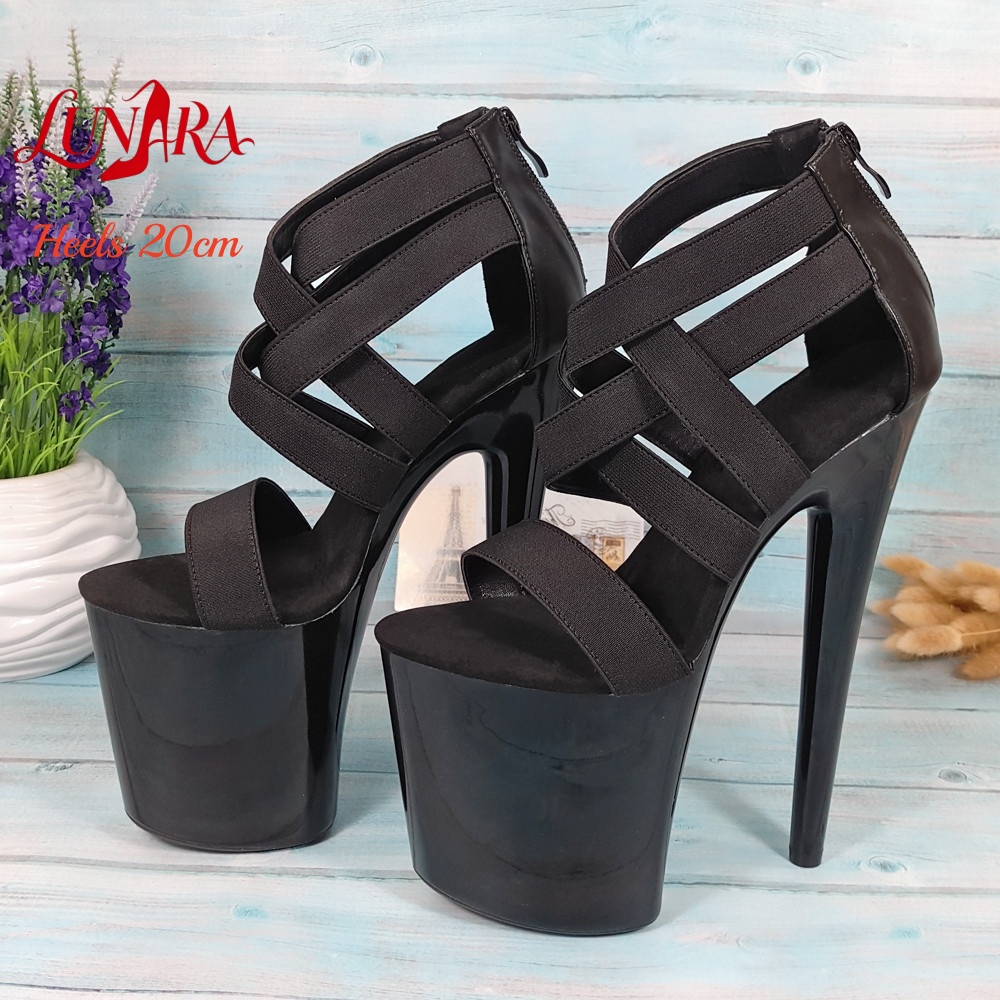 Kadınlar için 20cm/8 inç Siyah - Sandal Strappy Heeled incelemesi ve fiyatı