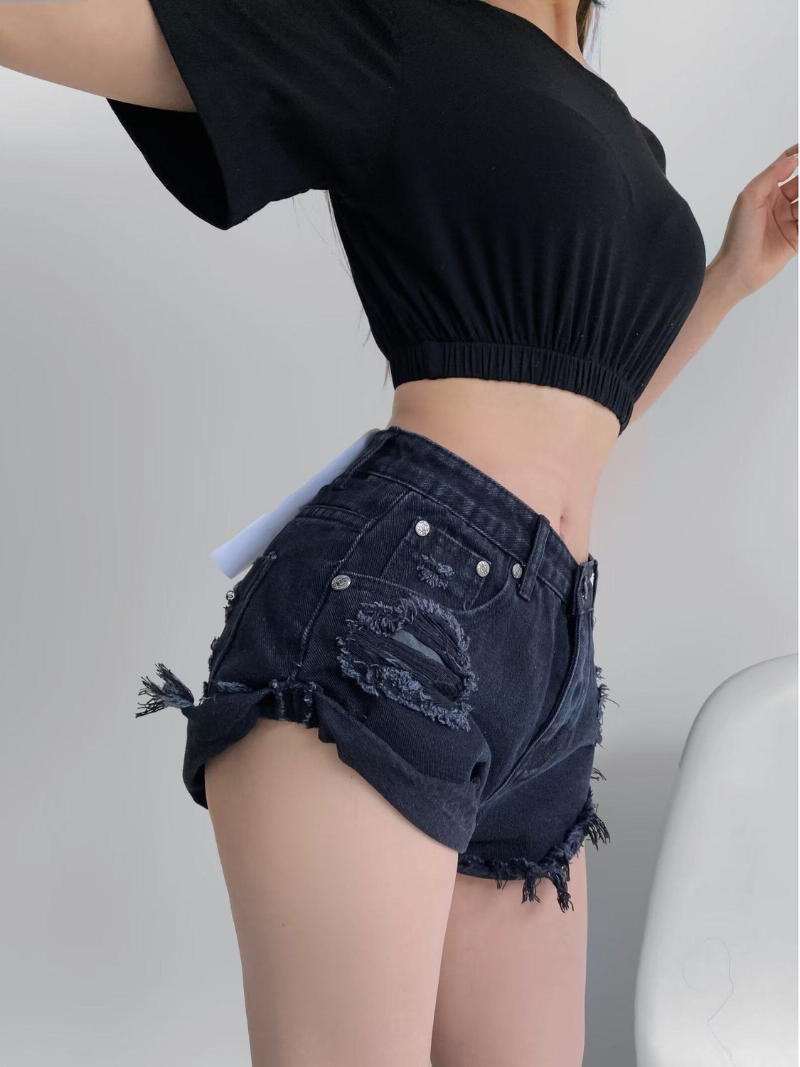 Kadın Düşük Bel Eskitilmiş Kot - Shorts Denim Frayed incelemesi ve fiyatı
