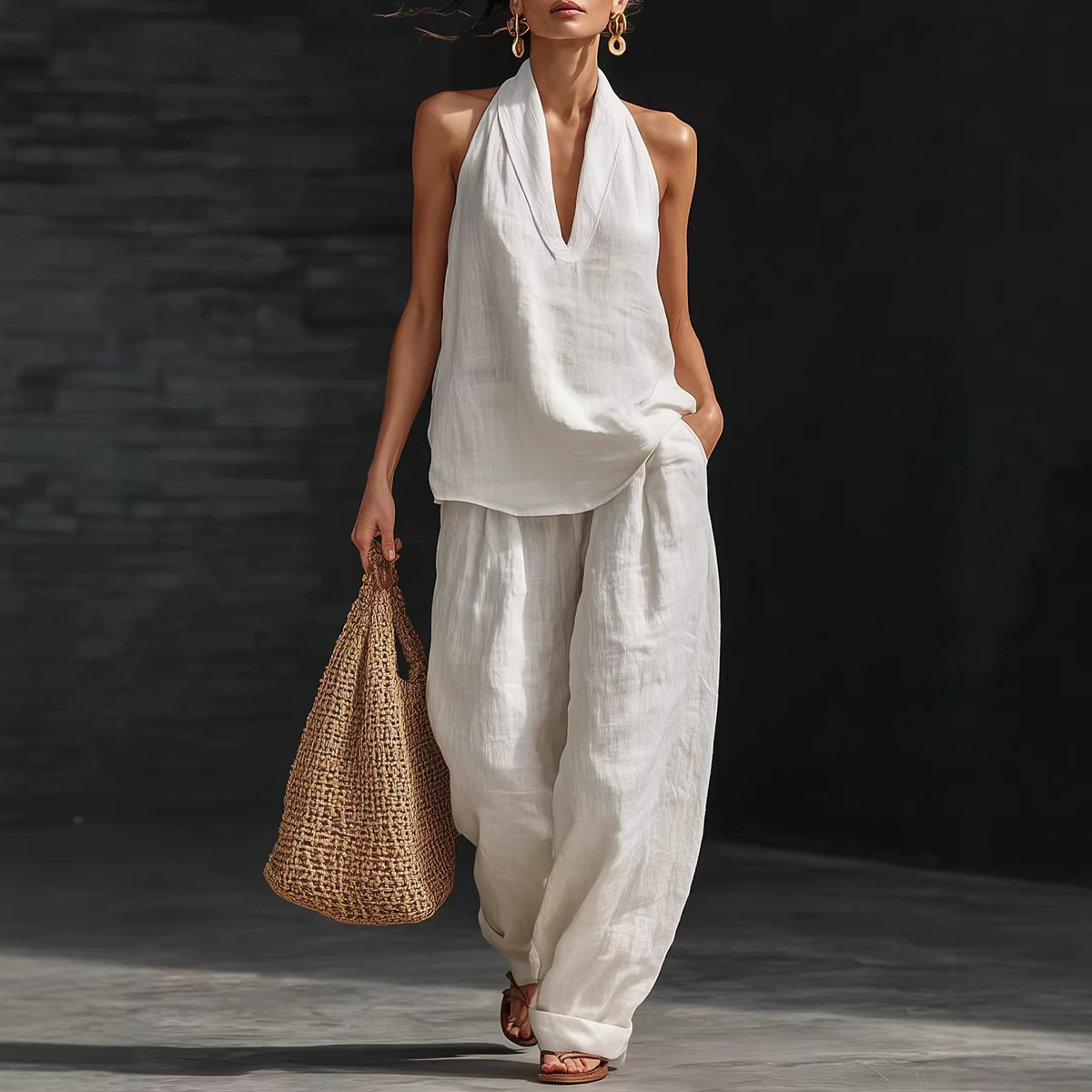 Yazlık Retro Düz Renk Pamuklu  - Linen Pant Wide incelemesi ve fiyatı
