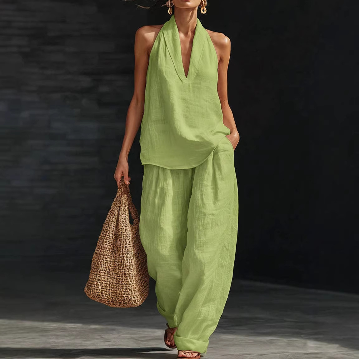 Yazlık Retro Düz Renk Pamuklu  - Linen Pant Wide incelemesi ve fiyatı