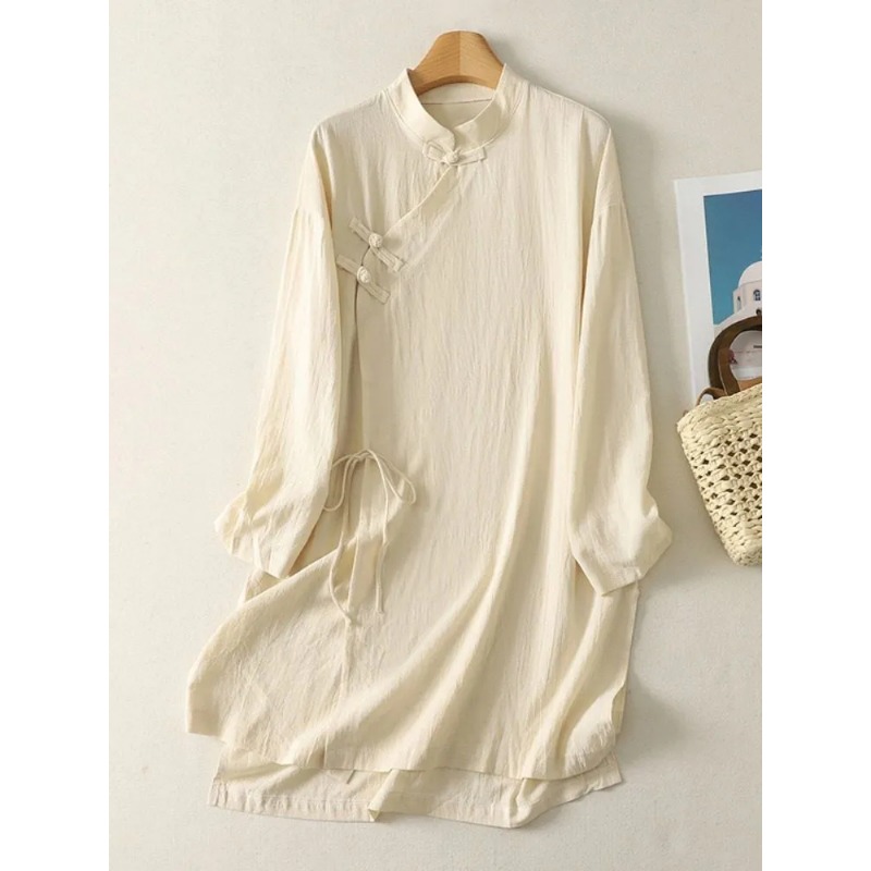 Kadın Çin Tarzı Kurbağa Düğmel - Linen Dress Wrap incelemesi ve fiyatı