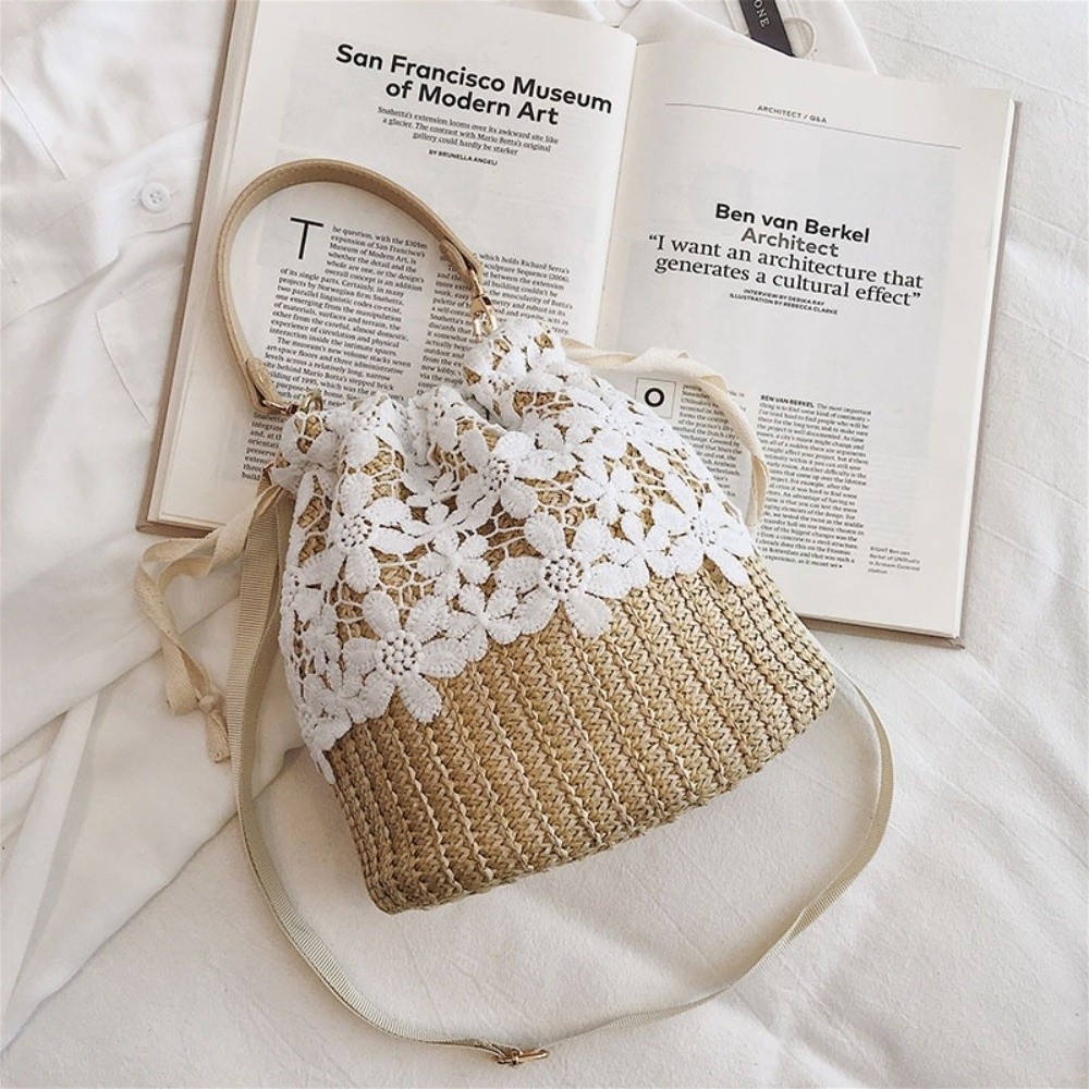 Vintage Dantel Hasır Omuz Çant - Tote Bag Beach incelemesi ve fiyatı