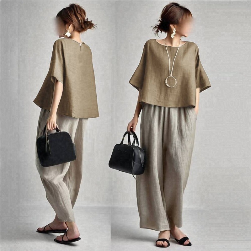 İki Parçalı Kadın Pantolon Tak - Linen Pant Wide incelemesi ve fiyatı