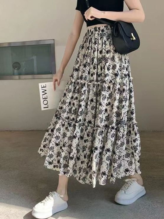 Çiçek Desenli A-Line Midi Etek - Midi Skirt Floral incelemesi ve fiyatı